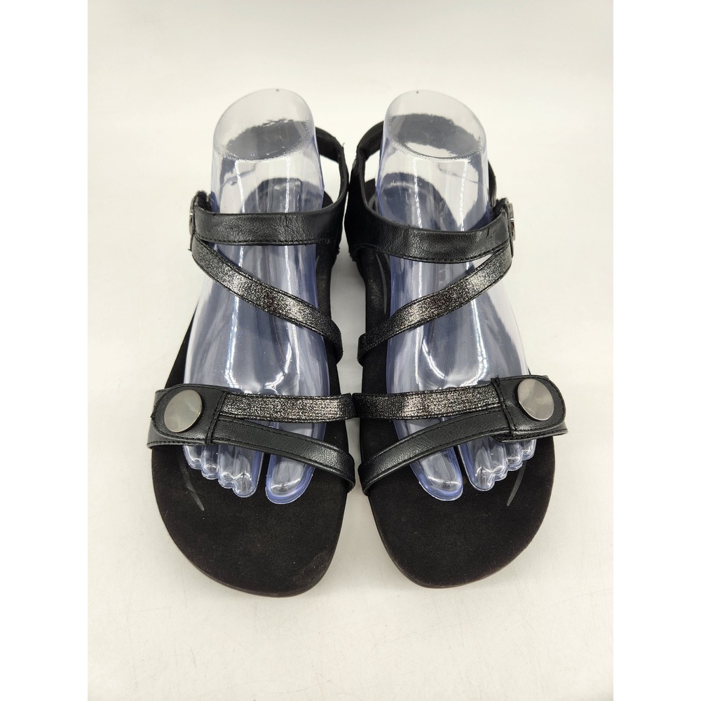 Aetrex Jess Strap Sandals Womens 9-9.5 Black Metallic Strappy Comfort SE210W - Picture 3 of 16